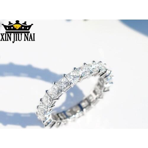 New office style simple fashion urban temperament female square princess full diamond ring engagement women jewelry gift