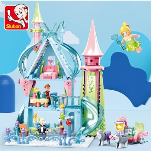 Sluban Friends Princess Series Enchanted Castle Palace Models Building Blocks Royal Carriage Children Bricks Girl Toys Gifts