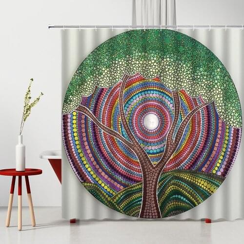 Creative Bohemian Flower Shower Curtain Mandala Geometric Ethnic Style Printed Polyester Bathroom Decor Bath Hanging Curtains