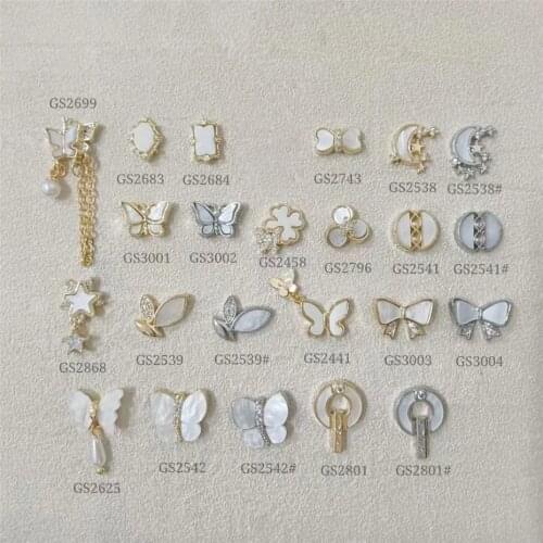 10pcs 3D Shell Butterfly Zircon Alloy Crystals Rhinestones Nail Art Decorations Decor Nails Accessories Parts Supplies Charms