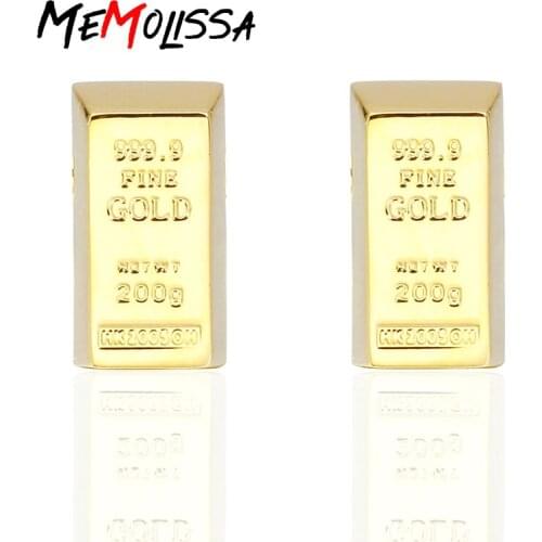 MeMolissa Hot Sale Luxury Shirt Gold Bar Design Square cufflinks for mens Brand cuff buttons High Quality cuff links