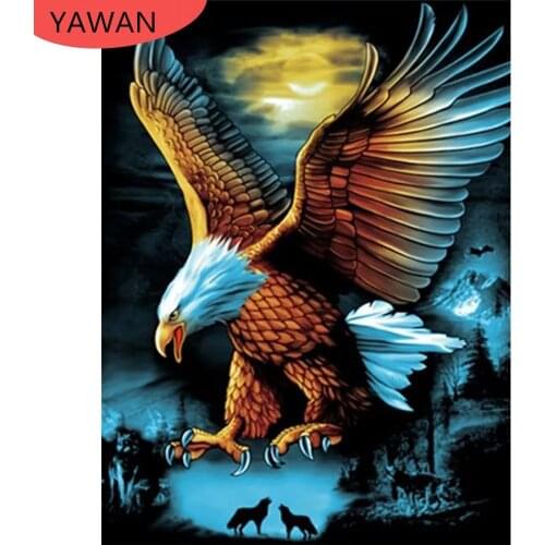 5D DIY Diamond Painting Eagle Craft Kit Full Diamond Embroidered Animal Picture Rhinestone Handmade Gift Home Decoration