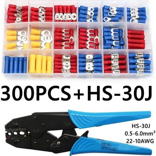 300PCS Terminals Connector Spade Set Assorted Insulated Wiring Terminal Ends Electrical Wire Crimp Connectors Spade kit