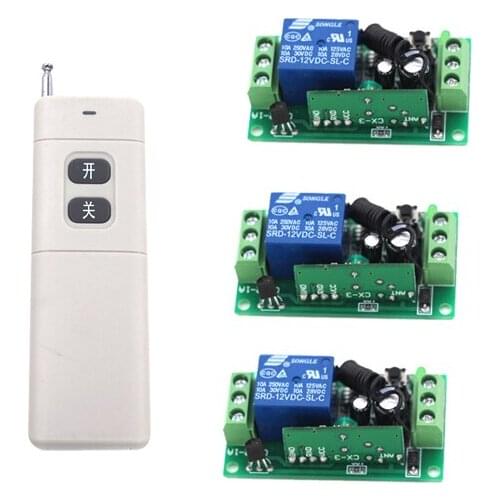 New Relay Remote Control Switch 1 Transmitter & 3 Receiver LED Lamp Lamp Lighting Door Access Control DC9V/12V/24V