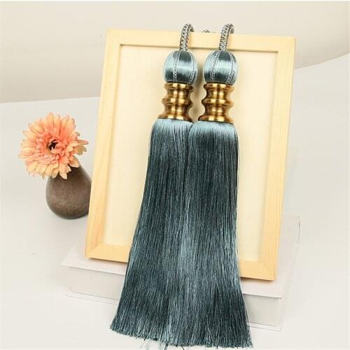 One pair tieback European curtain double ball Solid Metal strap decorative accessories tassel hanging ear tie tape M295