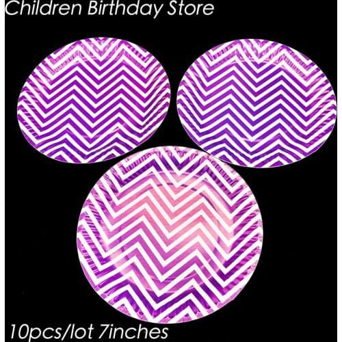10pcs/lot Purples Chevron disposable plates Purples Chevron theme birthday party decorations Chevron Purples paper plates