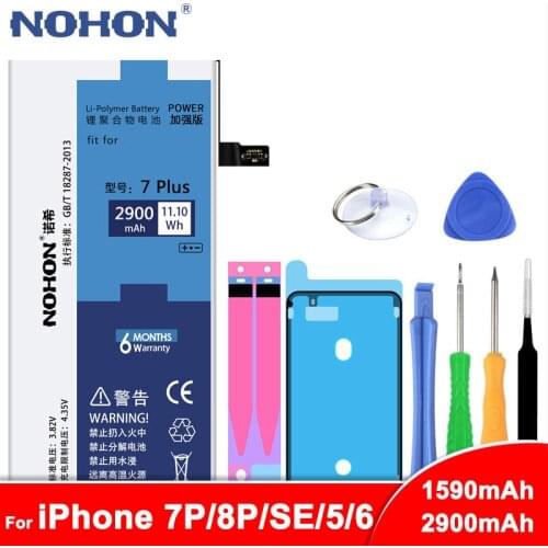 Original NOHON Battery For Apple iPhone 7 8 Plus 7Plus 8Plus SE 5 6 High Capacity Replacement Lithium Polymer Bateria Free Tools