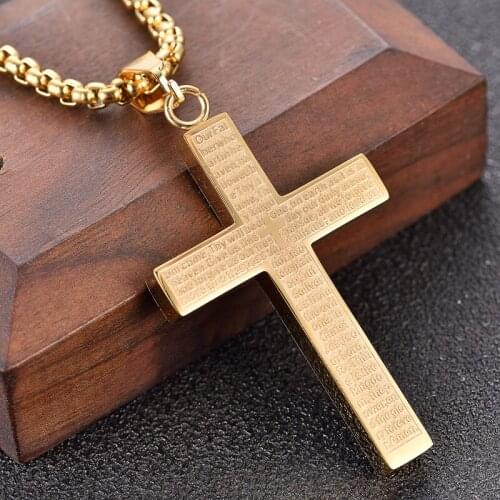Cross Necklace Classic Stainless Steel Bible Pendant Hip Hop Jewelry Fashion Gold Silver Color Men Jewelry