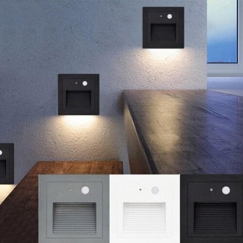 PIR Motion Sensor Led Stair Light Recessed 85-265V led wall lamp LED Human Body Induction Night Light For Stairway Garden