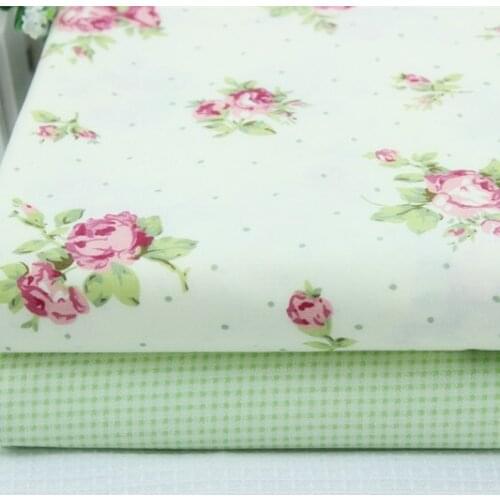 Rosarium - pink is green polka dot rose water green sun grid cotton stripe 100% slanting handmade diy cloth neadend