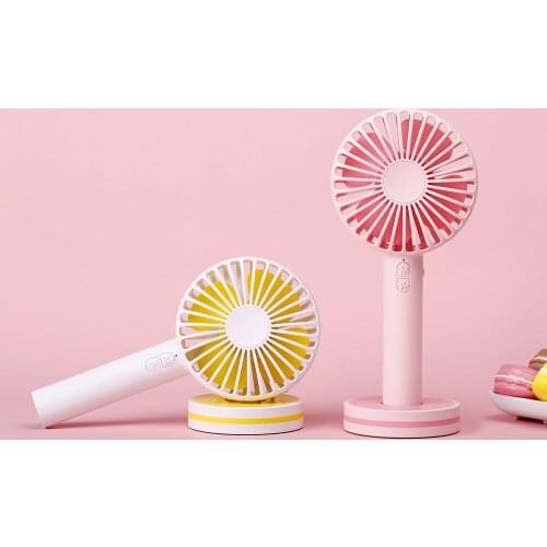 New Macaron Handheld Fan USB Chargeable Summer Cooling Fan 2000MA 3 Gears Wind Mute Fan