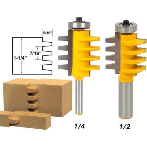 1/2" 1/4" 8mm Shank Rail Reversible Finger Joint Glue Router Bit Cone Tenon Woodwork Cutter Power Tools Wood Router Cutter