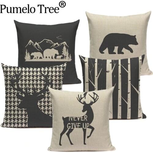 Nordic Home Decorative Cushion Covers Original Bear Deer Cushions Custom High Quality Decor 45Cmx45Cm Square Printed Pillow Case