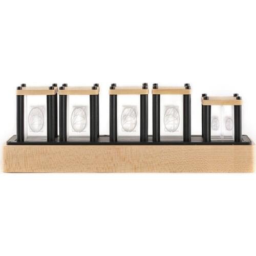 RGB Glow Tube Clock Creative Led Electronic Digital Solid Wood Ornaments RGB Fluorescent Tube Clock DIY Accessories