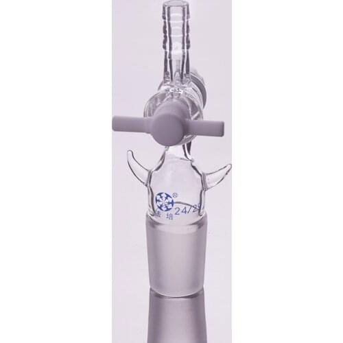 PTFE piston valve T type plug tee,Joint 24/29,Tee connector,T-shaped three-way pressure head with lug