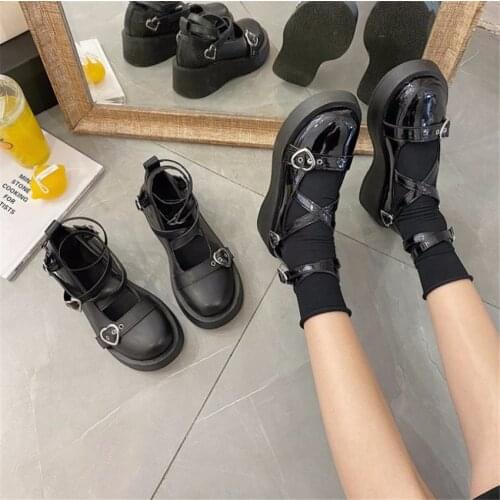 Dark Goth Punk Platform Lolita Shoes Kawaii Shoes Cosplay High Heel PU Leather Shoes D649