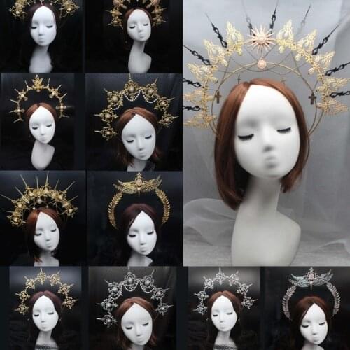 Gothic Lolita Tiara Crown Headband DIY Material Package Halloween Vintage Sun Goddess Baroque Halo Wedding Headpiece Parts