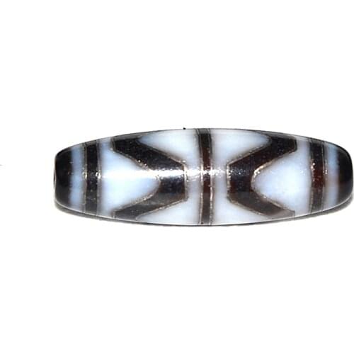 Tibet 12*38mm Old Agate Dzi Beads Seiko Inlaid Silver Wire Double Tiger Teeth Amulet Pattern Mens and Womens Jewelry DIY