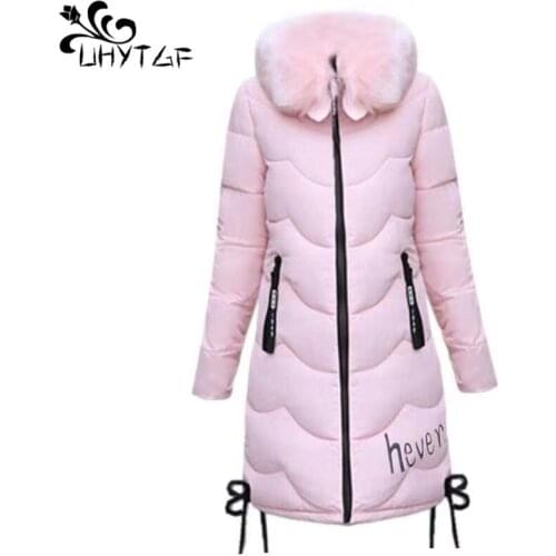 UHYTGF Thick Female cotton clothing coats Winter jacket Women Down cotton ladies Korean tcoa women 3XL Plus size Parka coat X427
