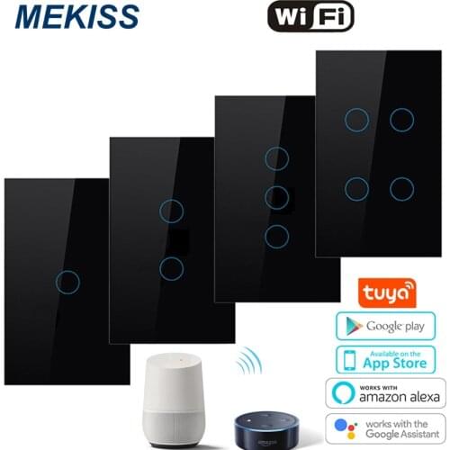 Wifi Smart touch switch Light switch network connection tuya App RF wireless remote Alexa Google Control AC110V 220V interrupter