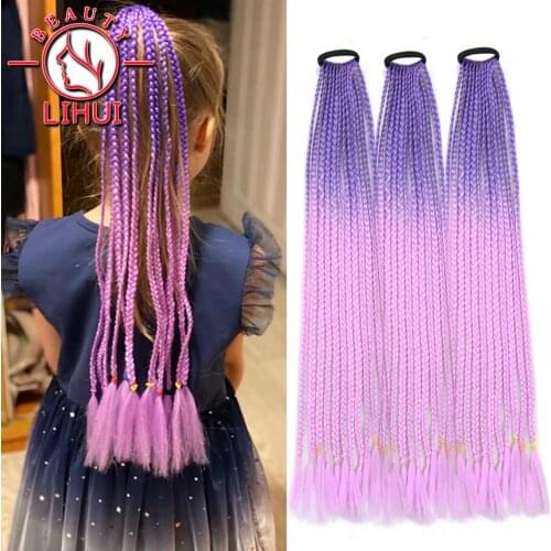 Zizi Crochet Hair For Braid Box Braids Crochet Braid 24Inch Ombre Synthetic Braiding Hair Extensions 12Roots Black Pink Purple