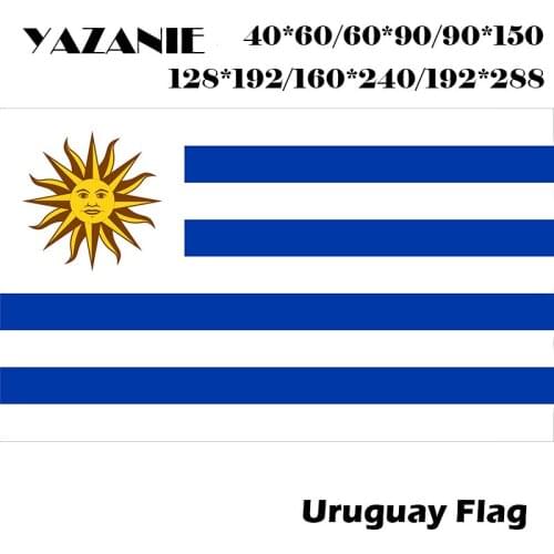 YAZANIE 60*90cm/90*150cm/120*180cm/160*240cm Uruguay World Country Flag Large 100% Polyester Hanging National Flag with Grommets