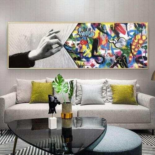 Behind the Curtain Pinch Graffiti Art Canvas Painting Street Wall Art Cuadros Posters and Prints Picture for Living Room Decor