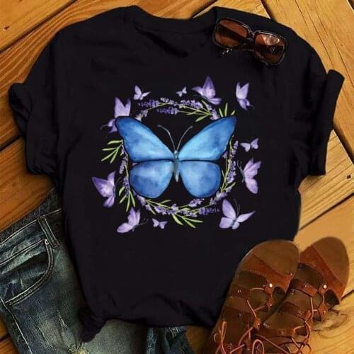 Harajuku Women Tshirt Cartoon Fashion Butterfly Graphic Printed Ladies T Shirt Women Shirts Summer Top Streetwear Female Clothes