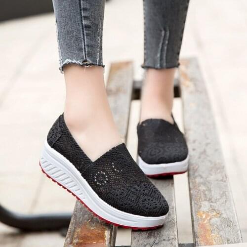 Women Tennis Shoes 2021 Air Cushion 4CM Height Increase Mesh Gym Sneakers For Fitness Breathable Female Walking Trainers Shoes