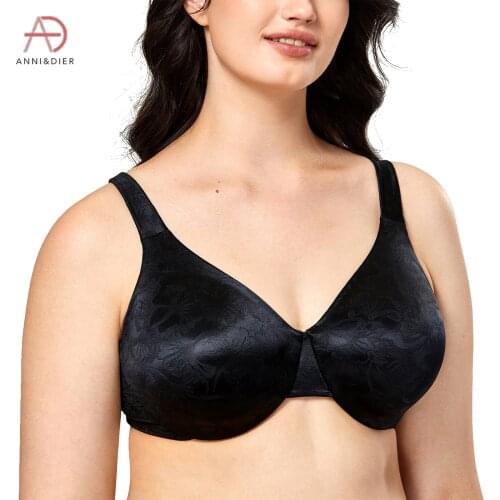 Womens Floral Underwire Unpadded Seamless Full Coverage Plus Size Minimizer Bra