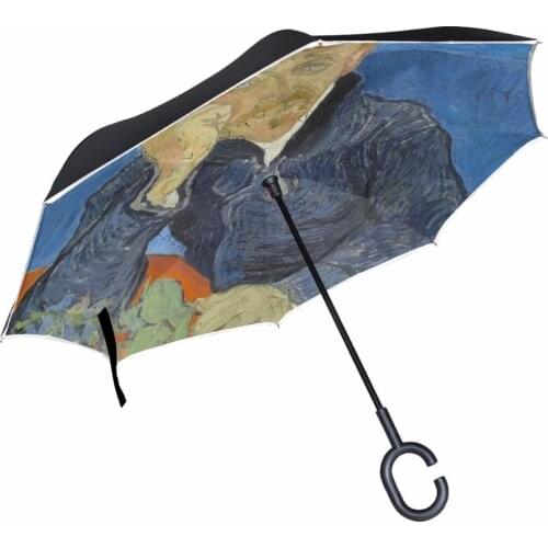 Portret van Dr. Gachet Printed Reverse Umbrella Van Goah Oil Painting Women Men Umbrella Double Layer Windproof Car Umbrellas