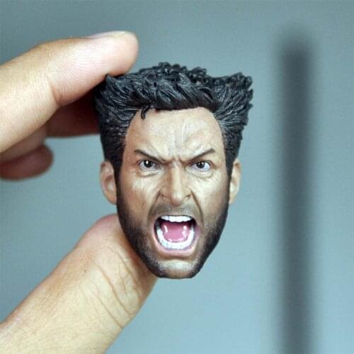 1/6 Scale Young Hugh Jackman Head Models Roaring Open Mouth Version for 12''Figures Bodies Accessories DIY