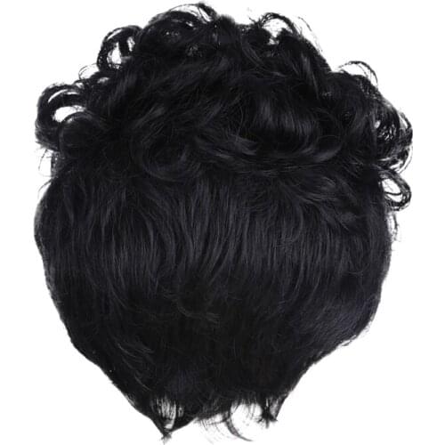 10in Short Wig Black Curly Synthetic Full Hair with Free Cap for Black Women
