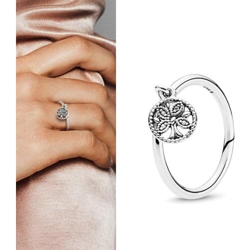 100% 925 кольцо Silver Pan Ring Simple Tree Of Life Pan Ring For Women Wedding Party Gift Fashion Jewelry