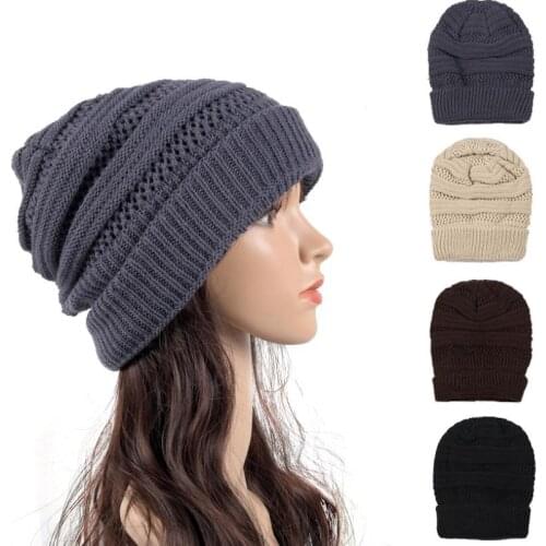 120pcs/lot women new fashion winter warm knitted striped beanie hat cap