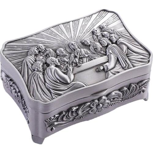 1x Jewellery Box for Women Engraved Trinket Box Vintage Silver Jewelry Case Gift