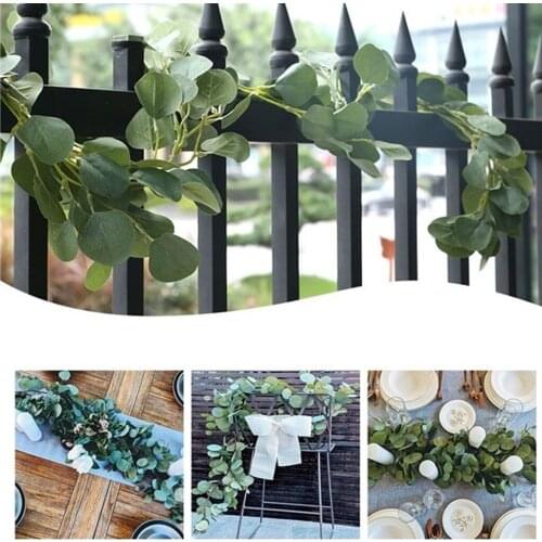 2m Artificial Eucalyptus Leaves Vine Fake Greenery Garland For Wedding Party Decoration Home Table Arch Decor Faux Eucalyptus
