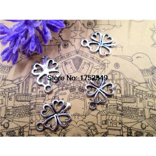 20pcs--Antique Tibetan Silver Four Leafs Clovers Flowers Charms Pendants 12*17mm