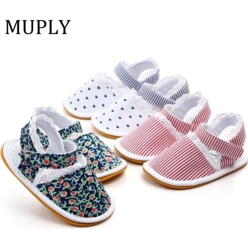 2021 Baby Shoes For Newborn Summer Clothing Kids Infant Baby Girl Shoes Dot Striped Floral Party Princess Beach Shoes