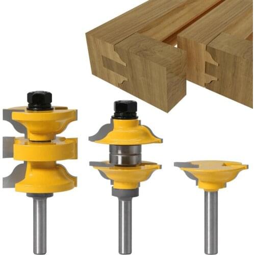 3PCS 8MM Shank Entry Interior Tenon Door Router Bit Set Ogee Matched R&S Router Bits Carving for Wood