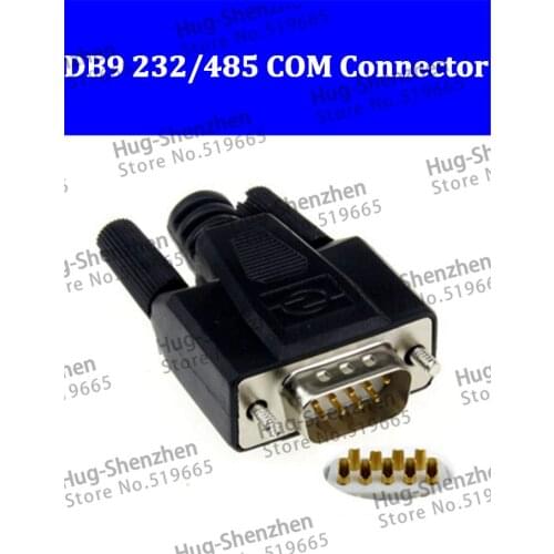 50PCS DB9 Pin Serial Male Plug Black Shell Plastic VGA COM connector 232/485 with Gold Plate High Quality