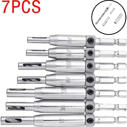 7pcs Self Centering Drill Bits Door Window Self Centering Hinge Drill Bit Set Woodworking Punchers Parts