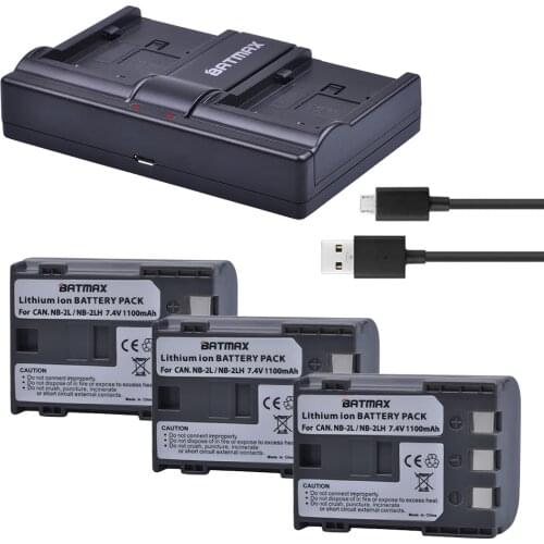 Batmax 2 x NB-2L NB 2L NB2L NB-2LH Battery+Dual Channel USB Charger for Canon Rebel XT XTi 350D 400D G9 G7 S80 S70S30 L10