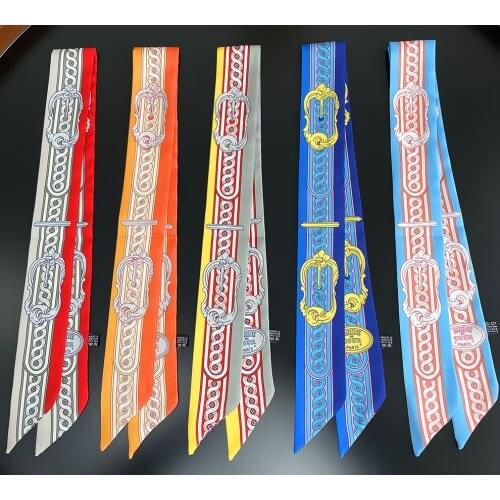 Brand Silk Scarf Design Chain Bag Scarves Women Fashion Neckerchief Scarf For Ladies Hair Accessories Foulard Headbands