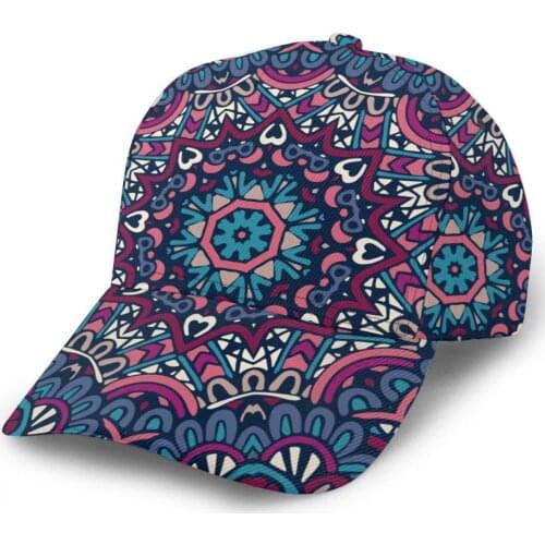CINESSD 2020 Summer New Unisex Outdoor Sport Sunscreen Baseball Hat Running Visor Cap Indian Tribal Vintage Ethnic Mandala