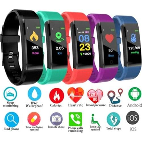 ID115 Plus 115Plus 115 Pro Colour Activity Fitness Tracker Smart Pedometer Wristband Walking Heart Rate Pedometer SmartBand