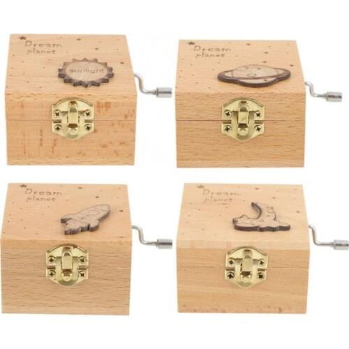 Home Bedroom Beech Wooden Music Box Students Gift Hand-Cranking Music Box with High Accuracy Mechanism Gifts