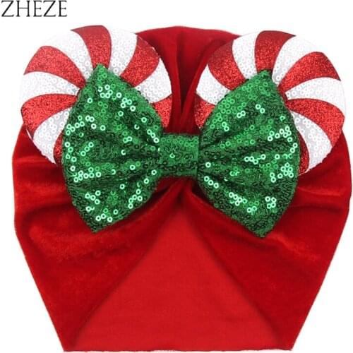 Glitter Mouse Bow Baby Headband Toddler Headwrap Kids Turban Soft Velvet Fabric Infant Christmas DIY Festival Hair Accessories