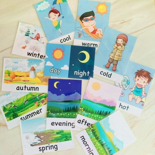 Puzzle Early Learning Card Four Seasons English Word Learning Flash For Kids Educational Game Montessori Memory Gifts Card Z3K1