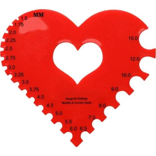 Crochet Knitting Needle Size ABS Love Heart Shape Measuring Ruler 1.5-15.0mm Costura Sewing Accessories Tools